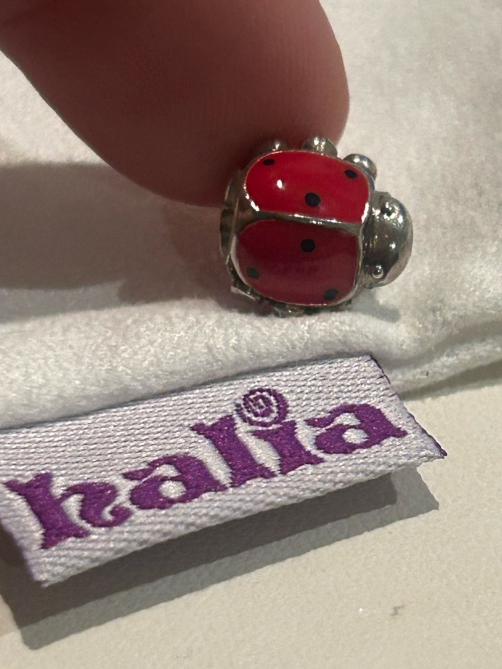 Pandora-style Red Ladybug Charm sterling Silver
